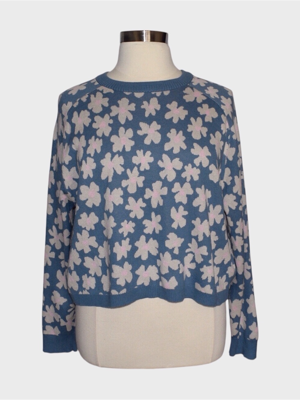 Spiritual Gangster Floral Jacquard Boxy Raglan Pullover
